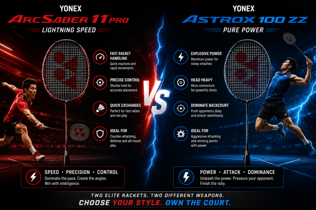 Yonex Arcsaber 11 Pro or Astrox 100ZZ? Detailed Review and Comparison
