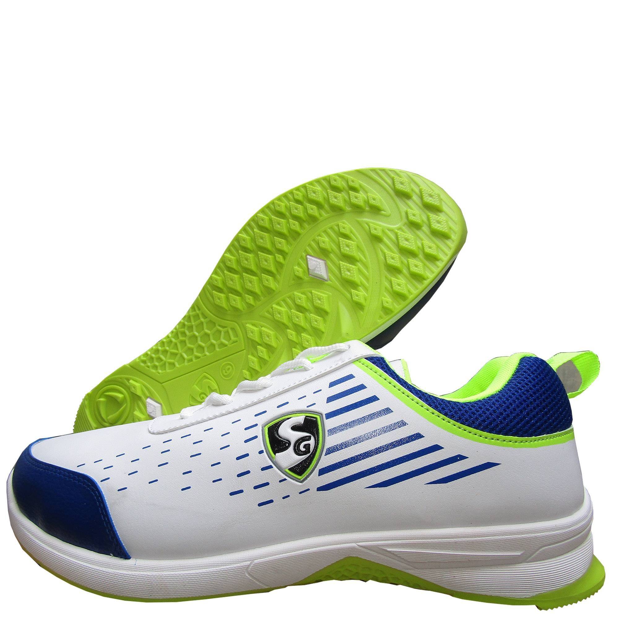 SG Yorker White Royal Blue Lime Cricket Shoes