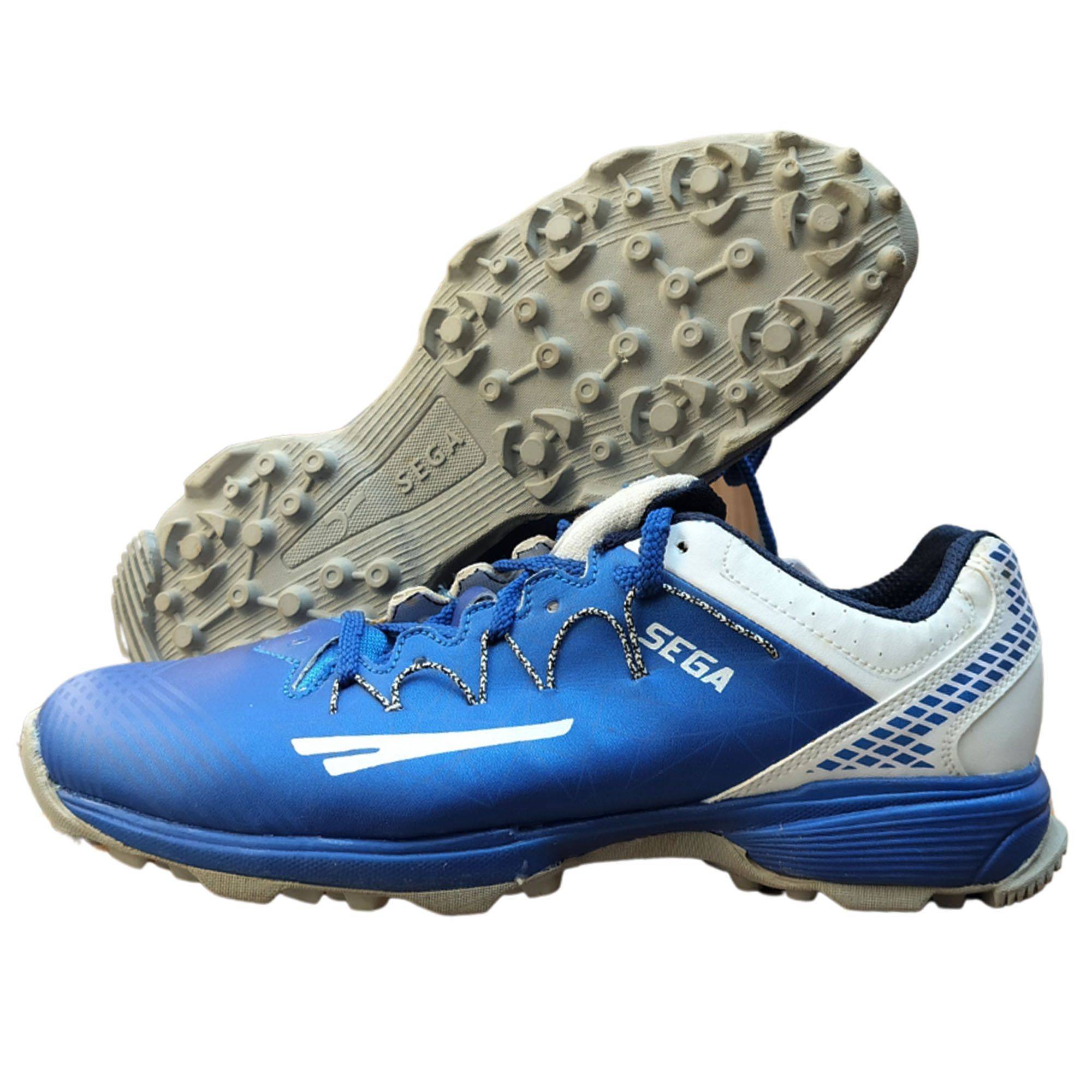 Sega Star Impact Power Stud Cricket Shoes White Blue