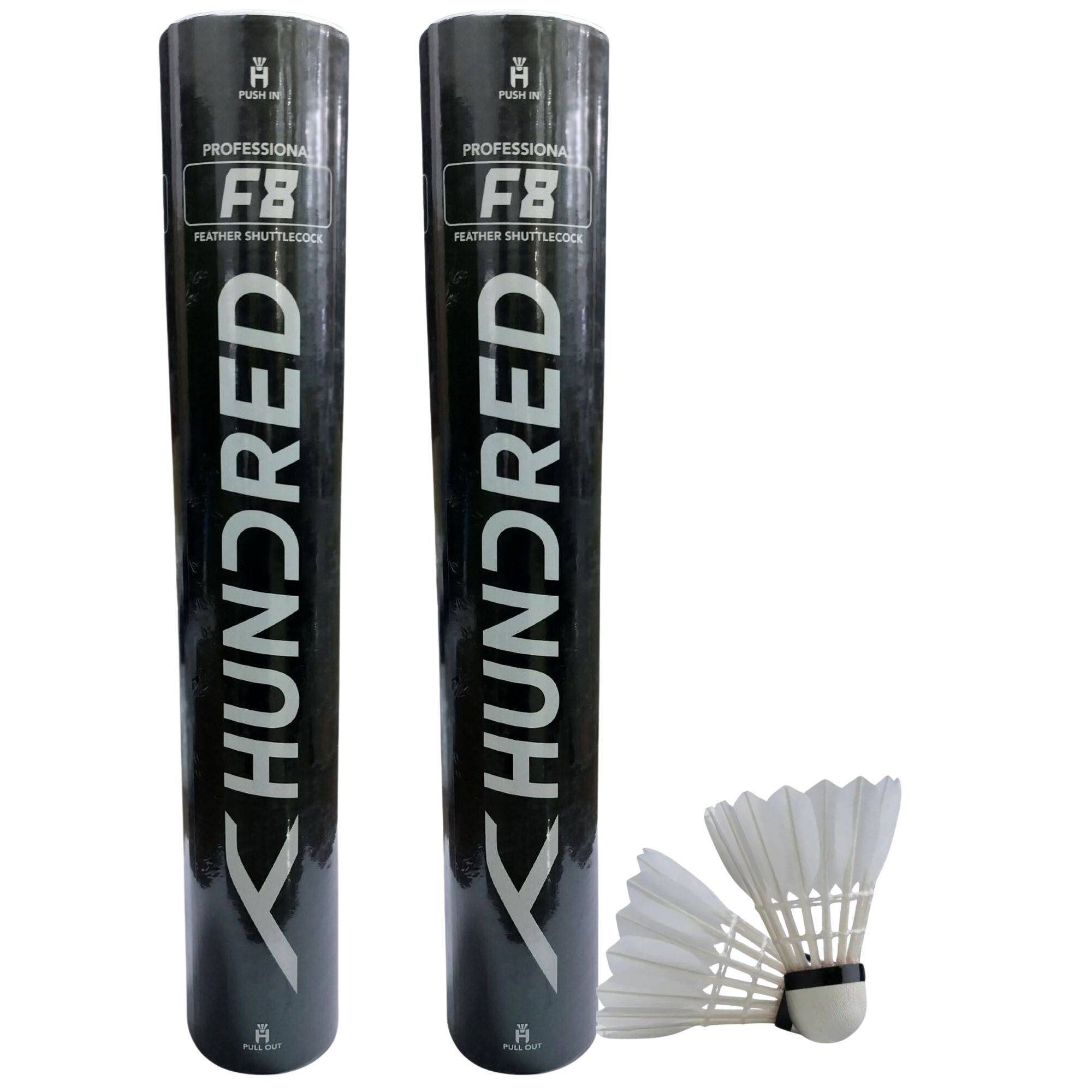 Hundred F8 Feather Shuttlecock Set Of 2 Boxes