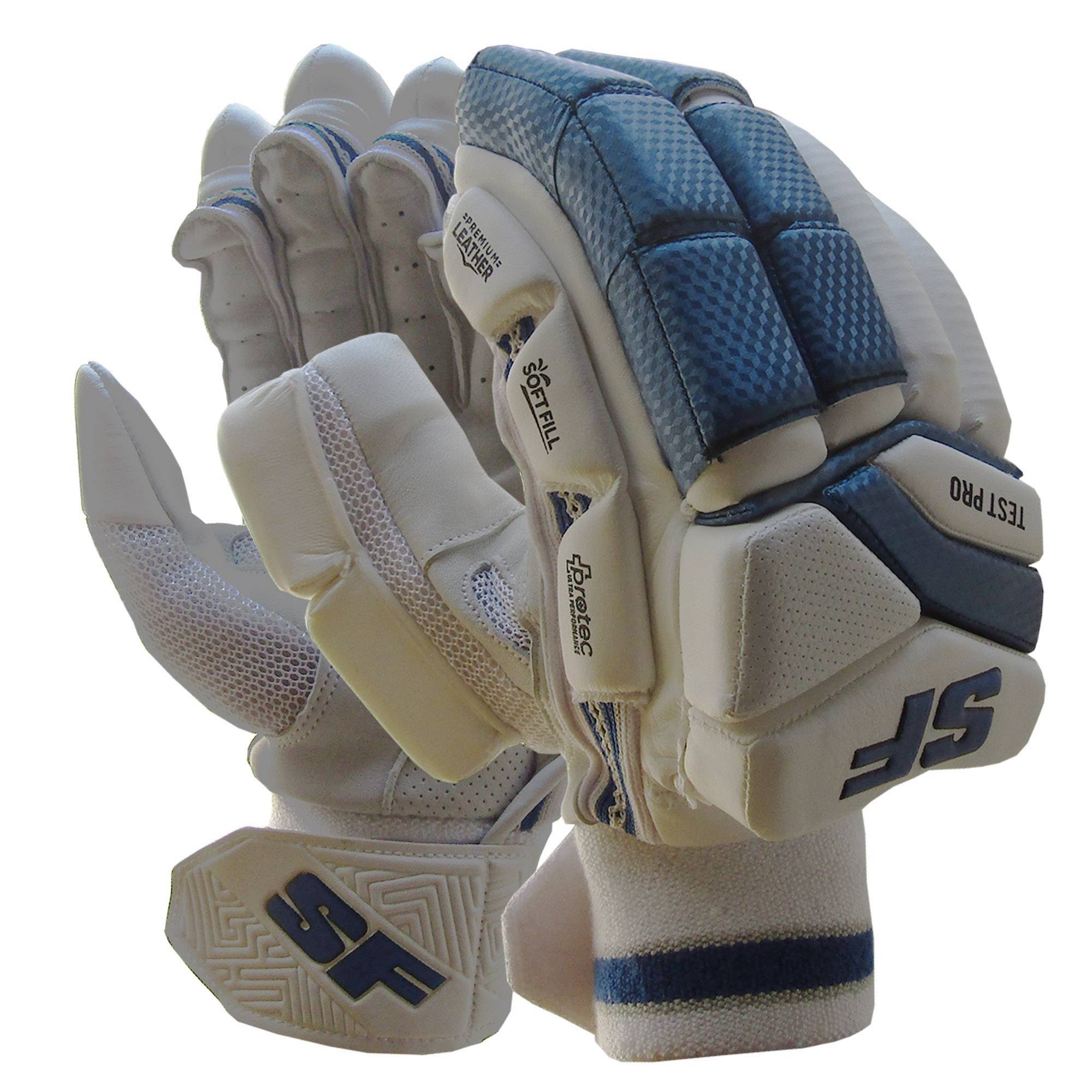 SF Test Pro Cricket Batting Gloves White and Grey