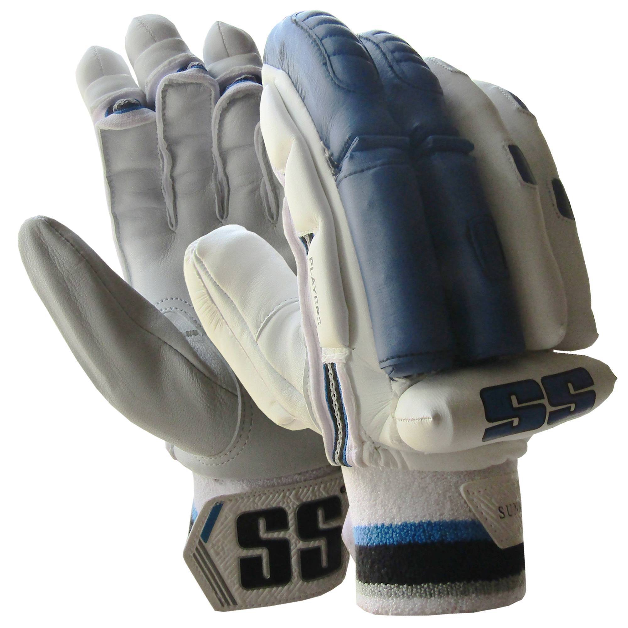 SS Player Edition Cricket Batting Gloves White and Blue (Mens Size Right-Handed)