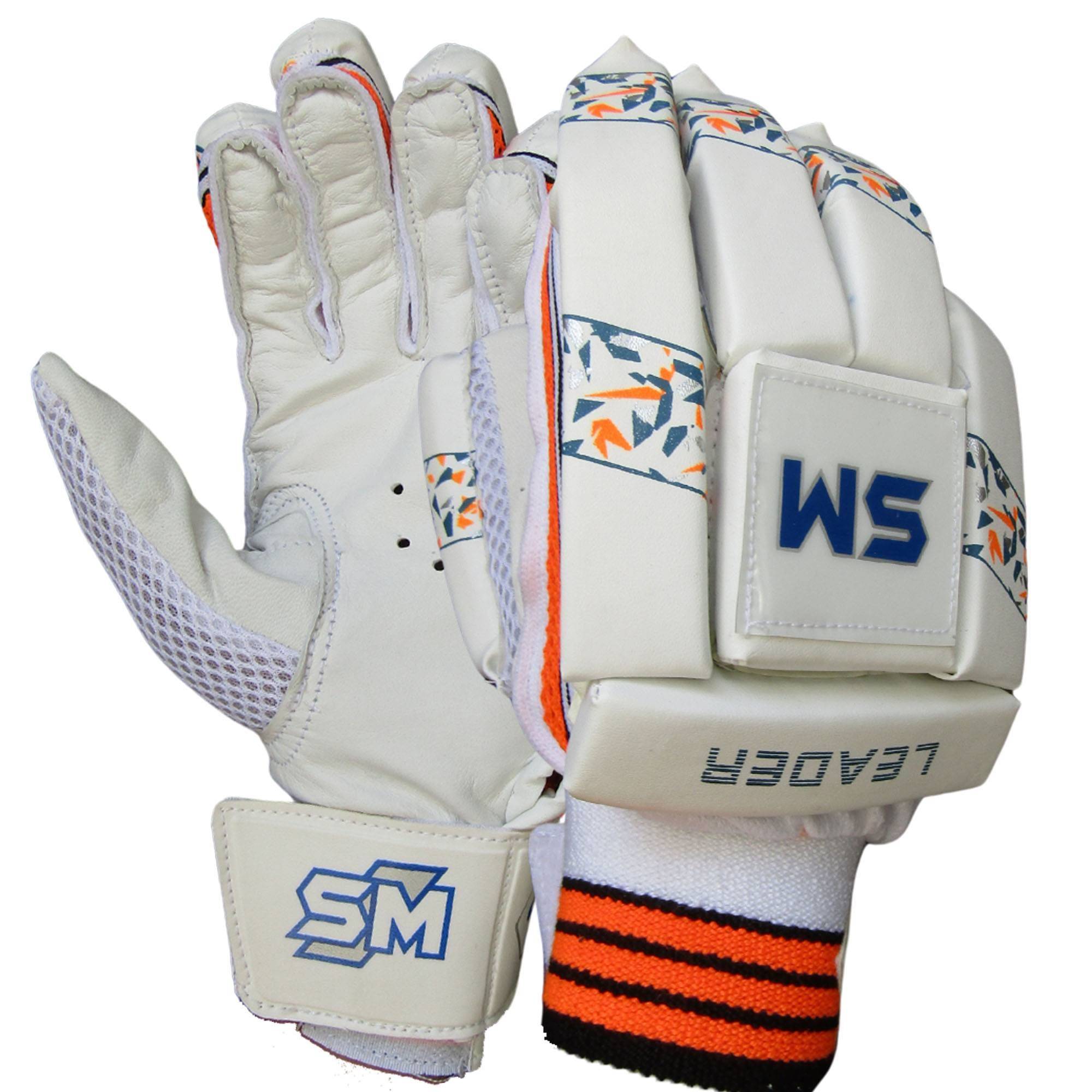 SM Leader Batting Gloves White and Black