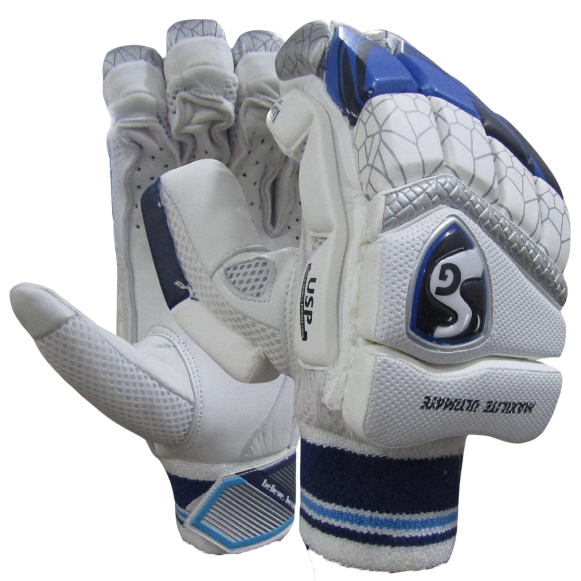 SG Maxilite Ultimate Batting Gloves White Blue (Mens Size Right-Handed)