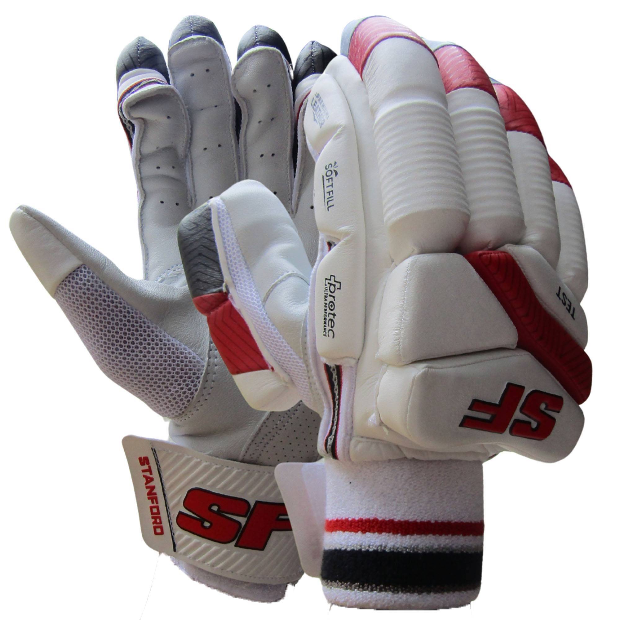 SF Test Cricket Batting Gloves White and Red 
