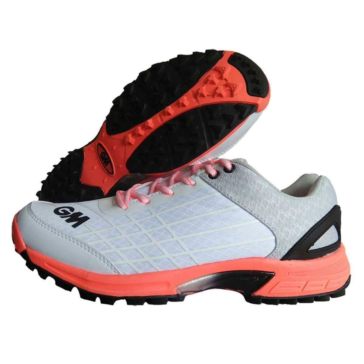 GM Original All Rounder Stud Cricket Shoes White Orange and Gray