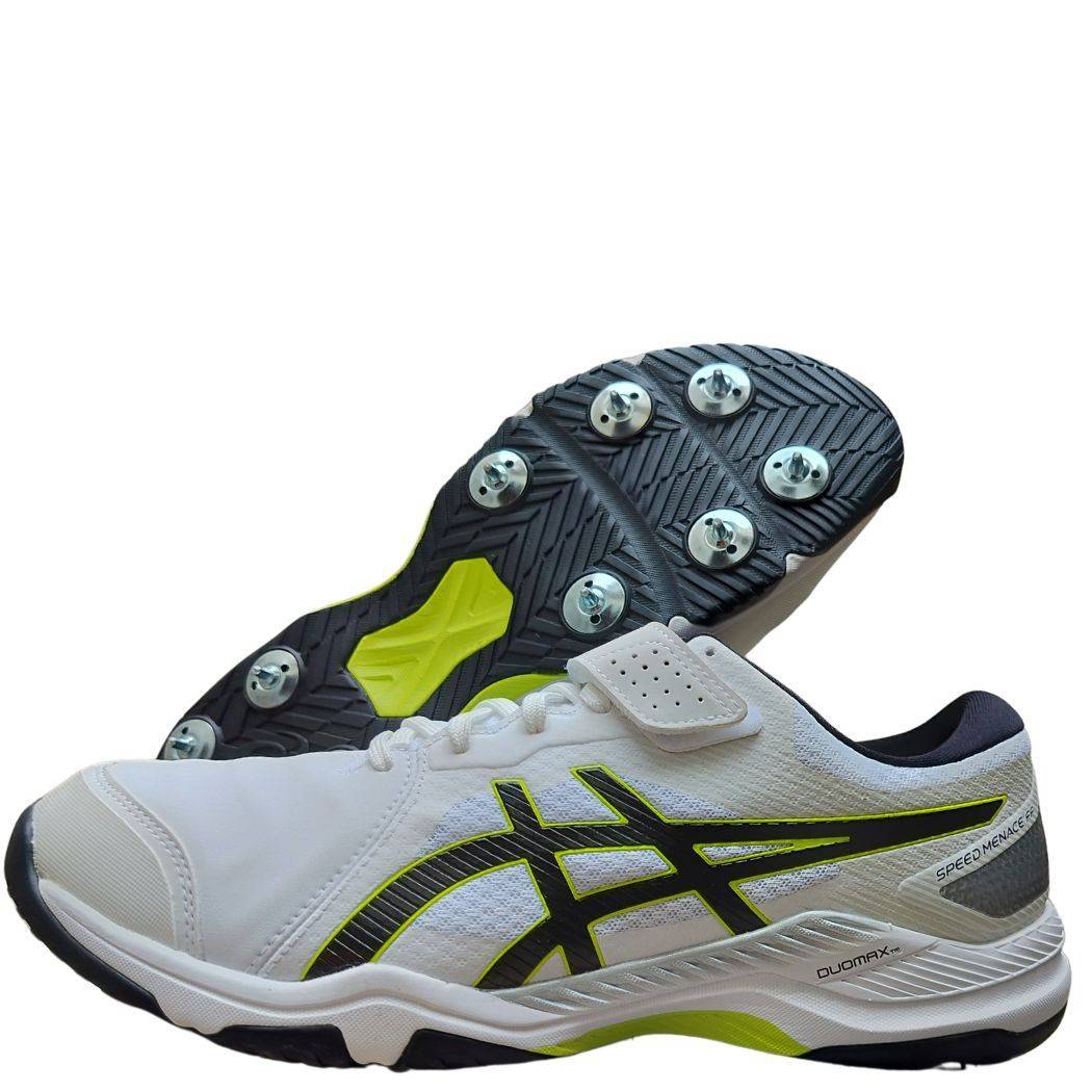 ASICS SPEED MENACE FF CRICKET SPIKE SHOES WHITE BLACK