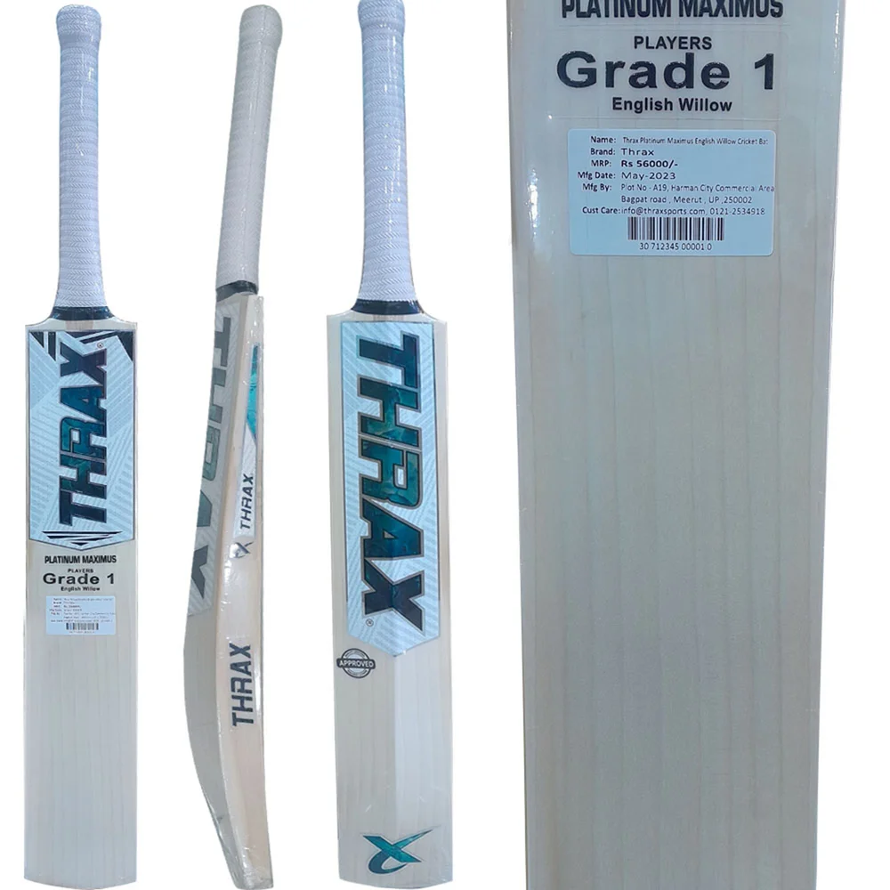 Thrax Platinum Maximus Players Grade A English Willow Cricket Bat (Standard Size Short Handle)