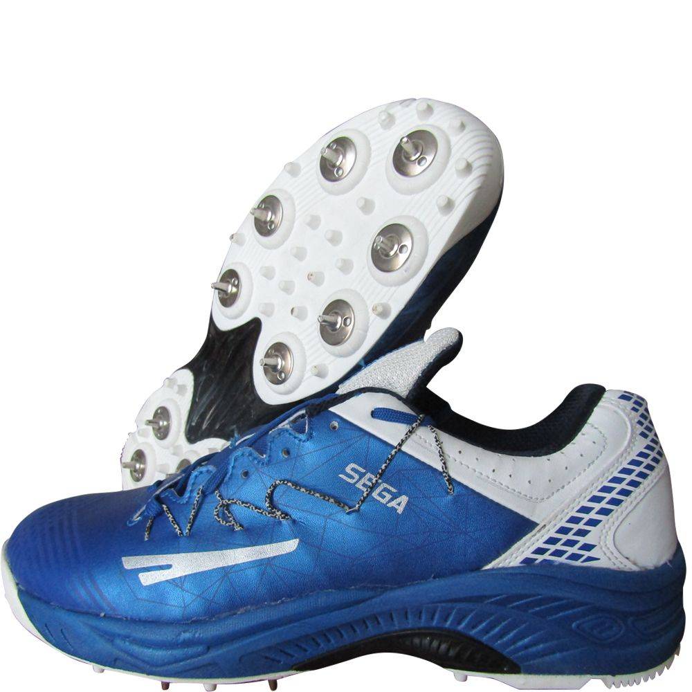 Sega Star Impact Power Pro Spike Cricket Shoes White Blue