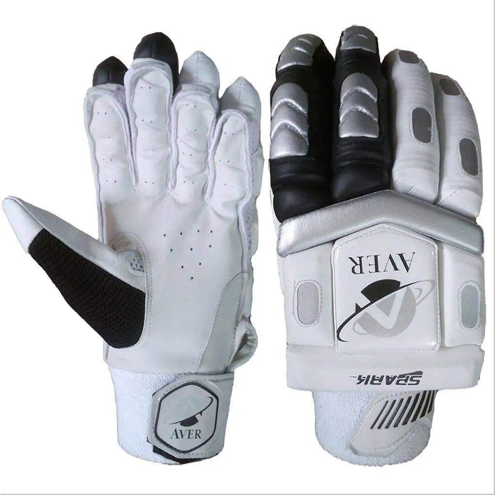 Aver Spark Cricket Batting Gloves White and Black