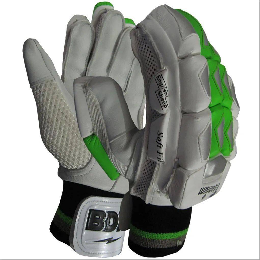 BDM Titanium Batting Gloves White and Green