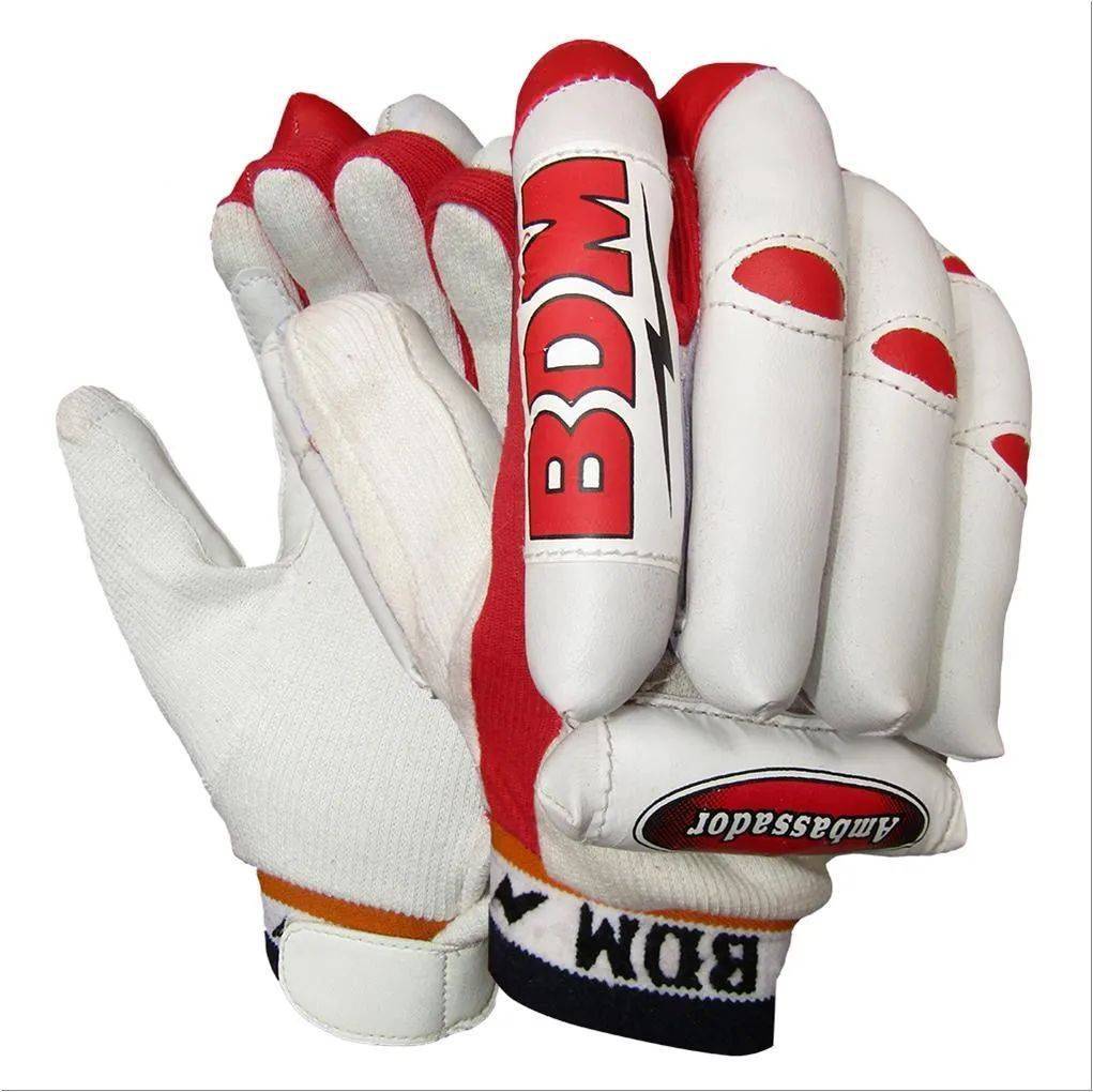 BDM Ambassador Batting Gloves White and Red