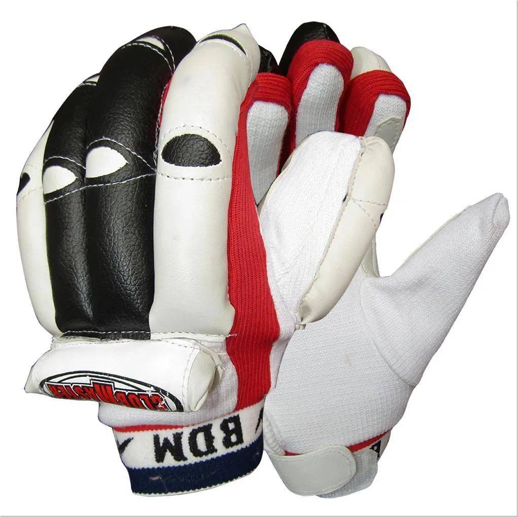 BDM Club Master Batting Gloves White Black Red LH