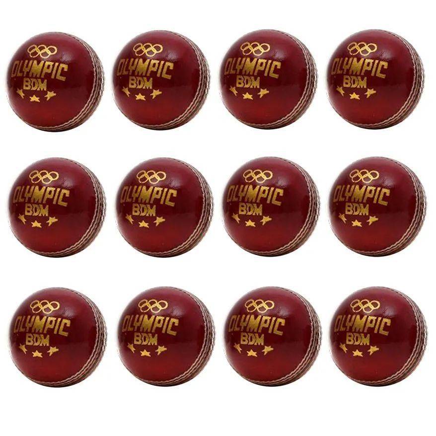 BDM Olympic Leather Cricket Ball 12 Ball Set