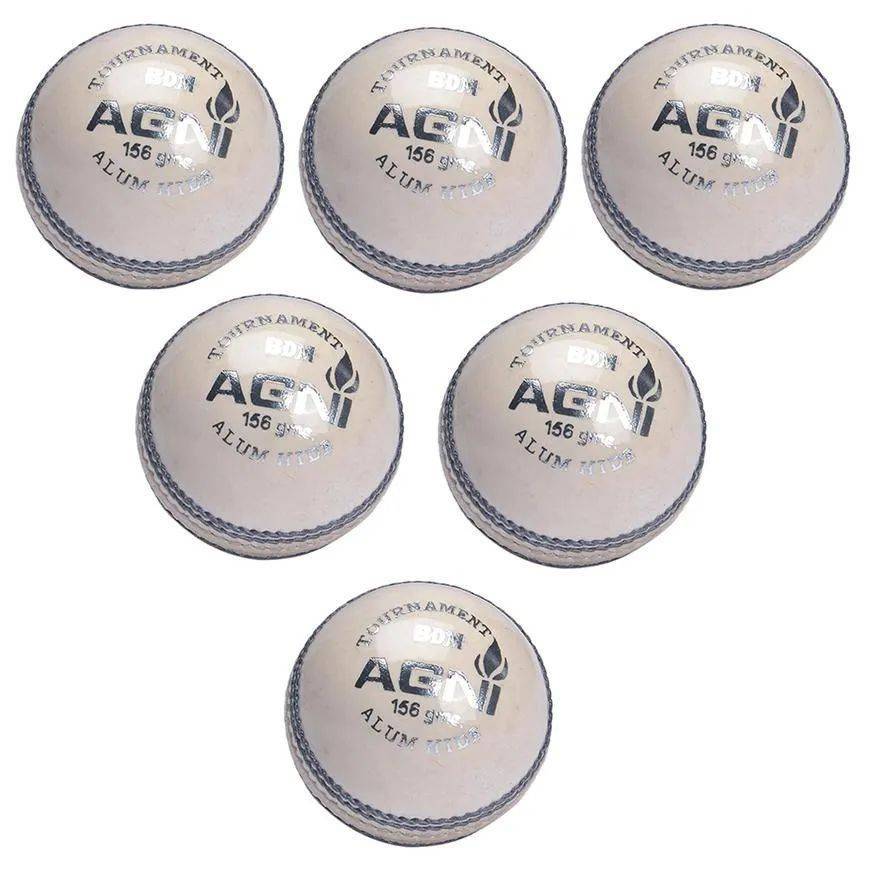 BDM Agni Leather Cricket Ball 6 Ball Set White