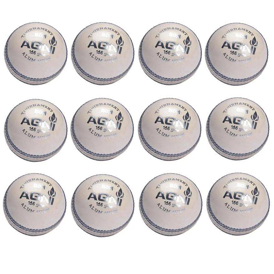 BDM Agni Leather Cricket Ball 12 Ball Set White