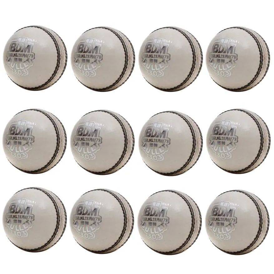 BDM Bullet Leather Cricket Ball 12 Ball Set White