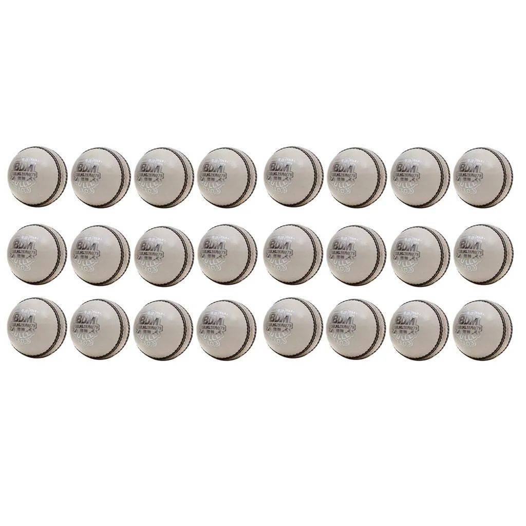BDM Bullet Leather Cricket Ball 24 Ball Set White