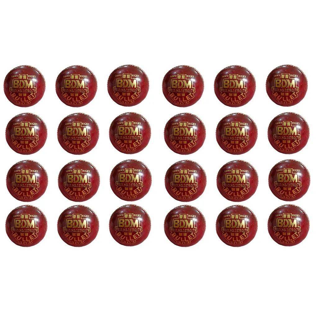 BDM Bullet Leather Cricket Ball 24 Ball Set Red