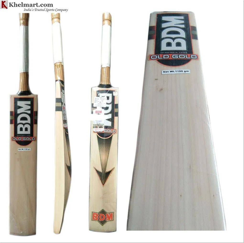 BDM Old Gold Kashmir Willow Cricket Bat With Free Anti Stuff Sheet