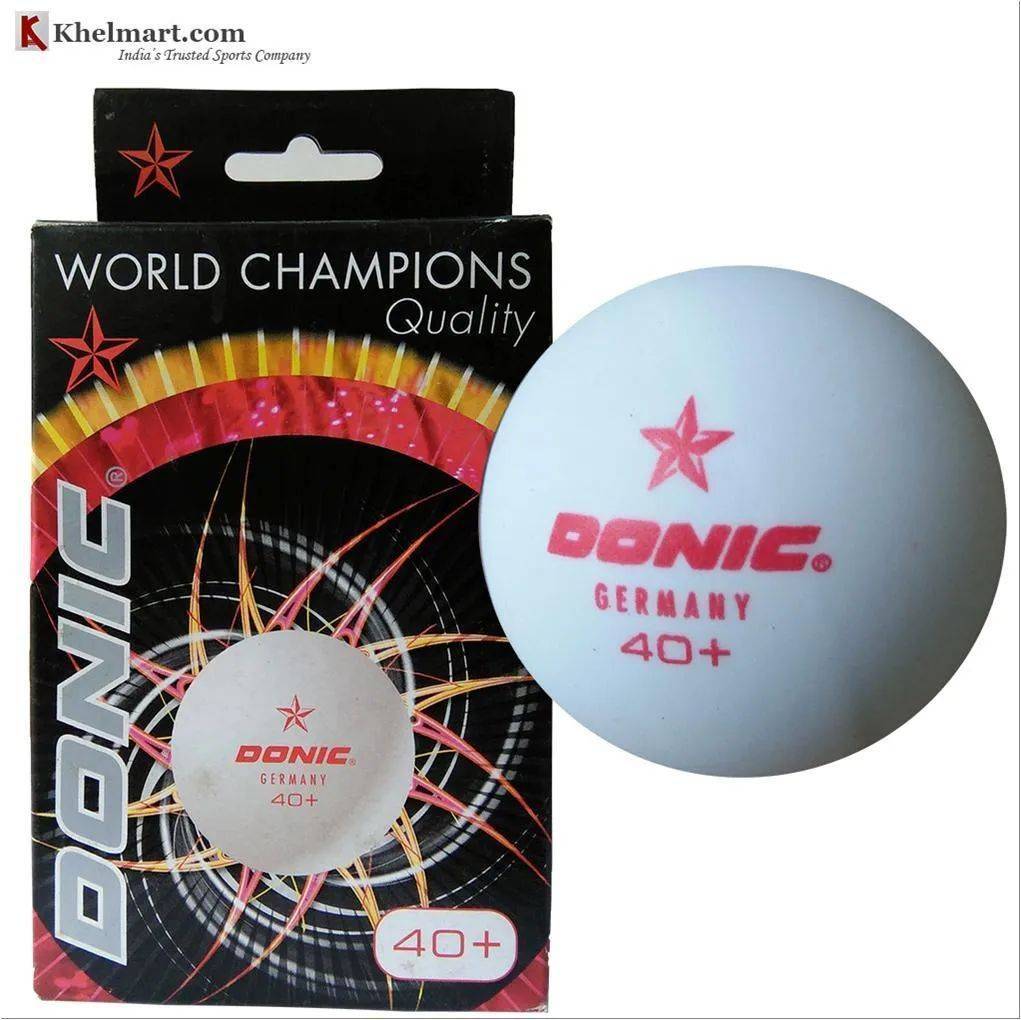 Set of 12 Donic 1 Star Plastic Table Tennis Ball White and Red