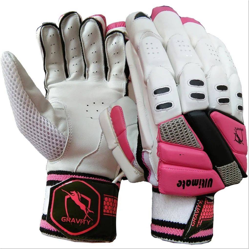 Gravity Ultimate Cricket Batting Gloves White and Pink
