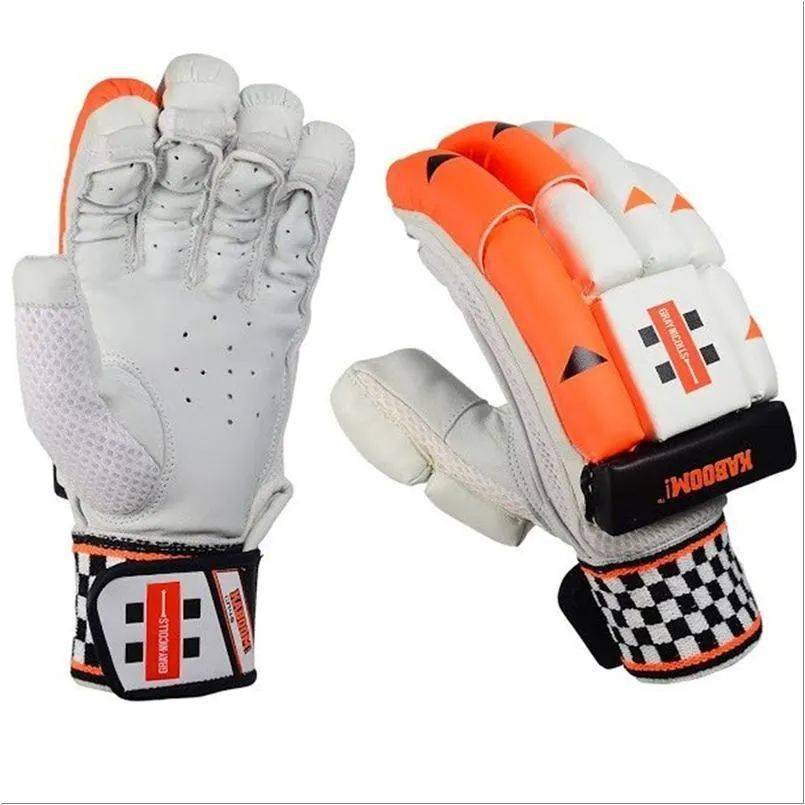 Gray Nicolls Kaboom GN8.5 Right Hand Cricket Batting Gloves Men White Black and Orange
