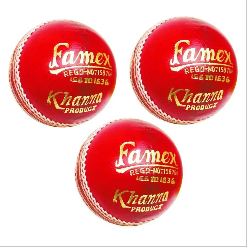 Khanna Famex Leather Cricket Ball 3 Ball Set