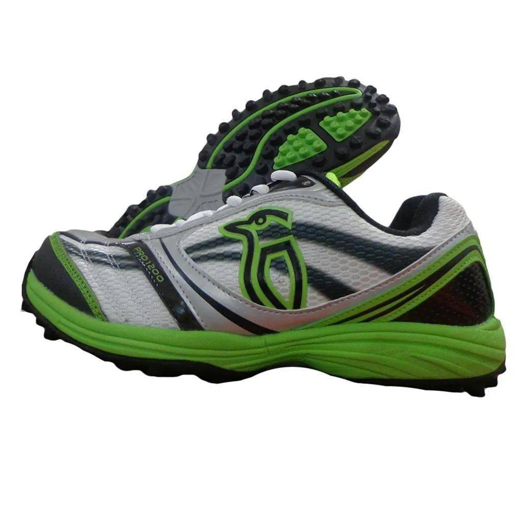 Kookaburra Pro 1200 Stud Cricket Shoes White Green and Black