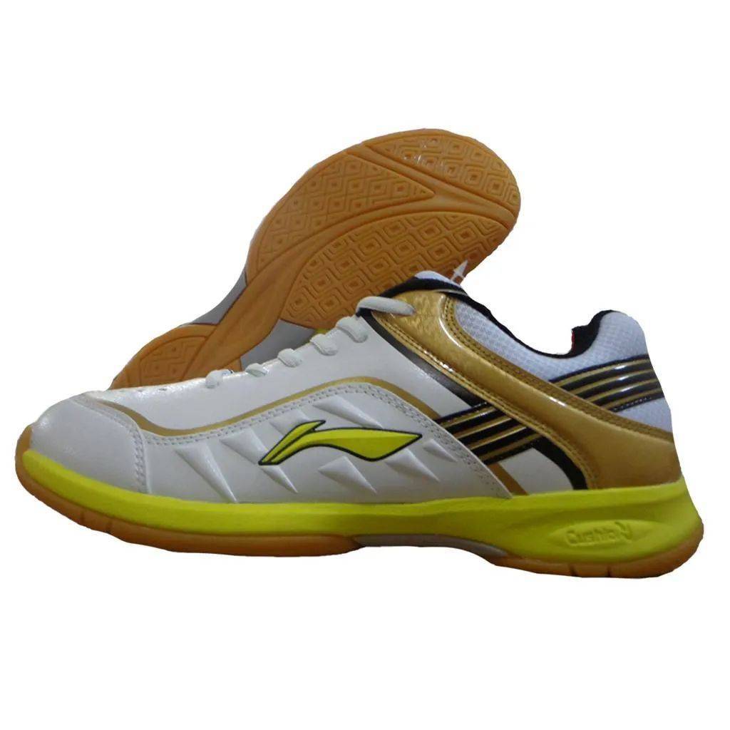 LiNing Play Badminton Shoes White and Yellow