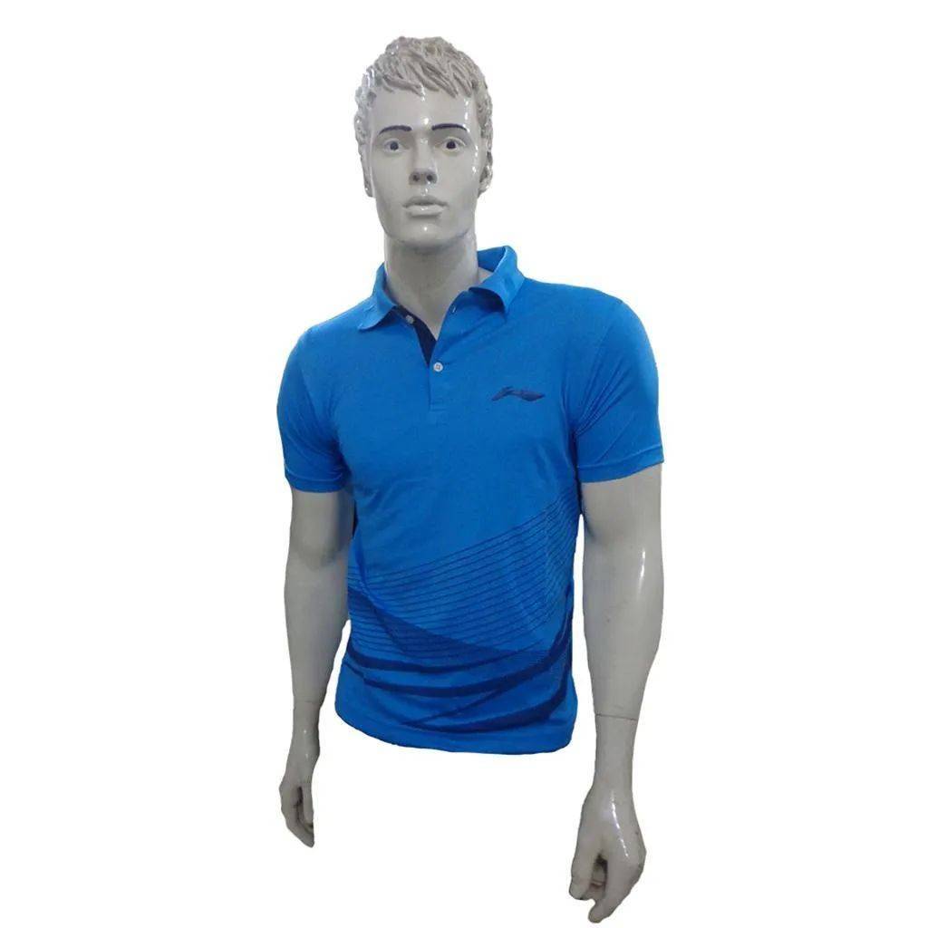 LiNing T Shirt color Neck with Half sleeve Blue Size Large