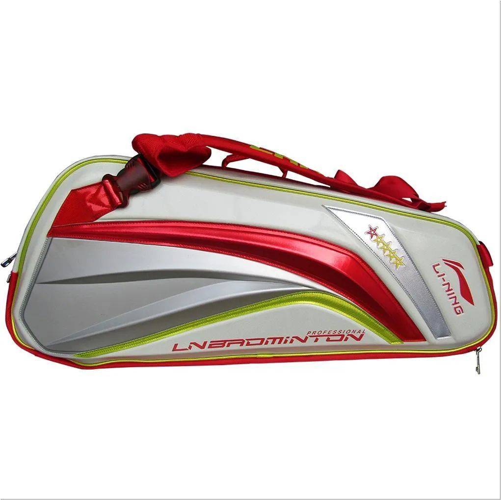 Li Ning ABJQ052 Professional Badminton Kit Bag Red Silver and Lime