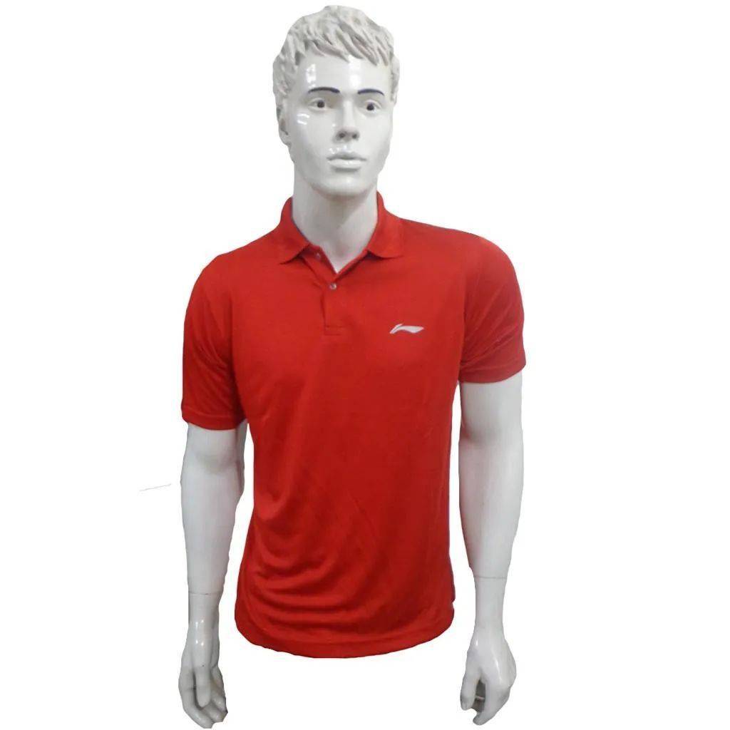 LiNing T Shirt Color Neck with Half sleeve Red Size XXL