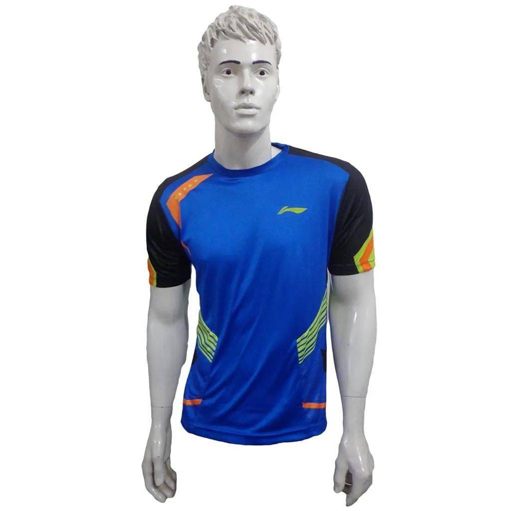 LiNing T Shirt Round Neck with Half sleeve Size Extra Large Blue and Black