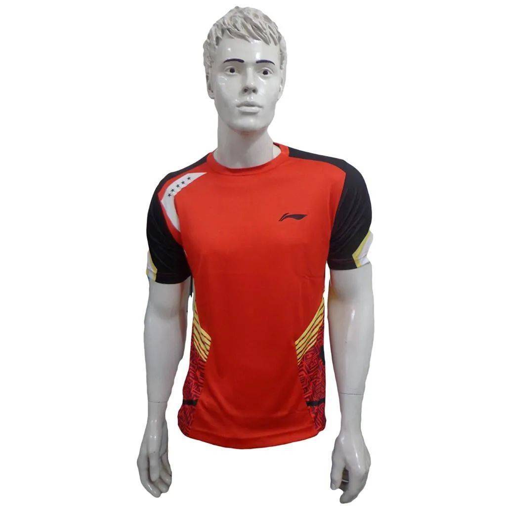 LiNing T Shirt Round Neck with Half sleeve Size Extra Large Red and Black