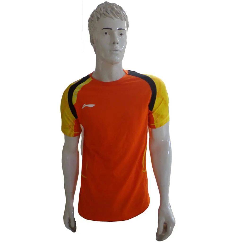 Li Ning Badminton T Shirt A A Y J 019 Blue Orange and Yellow Size Large