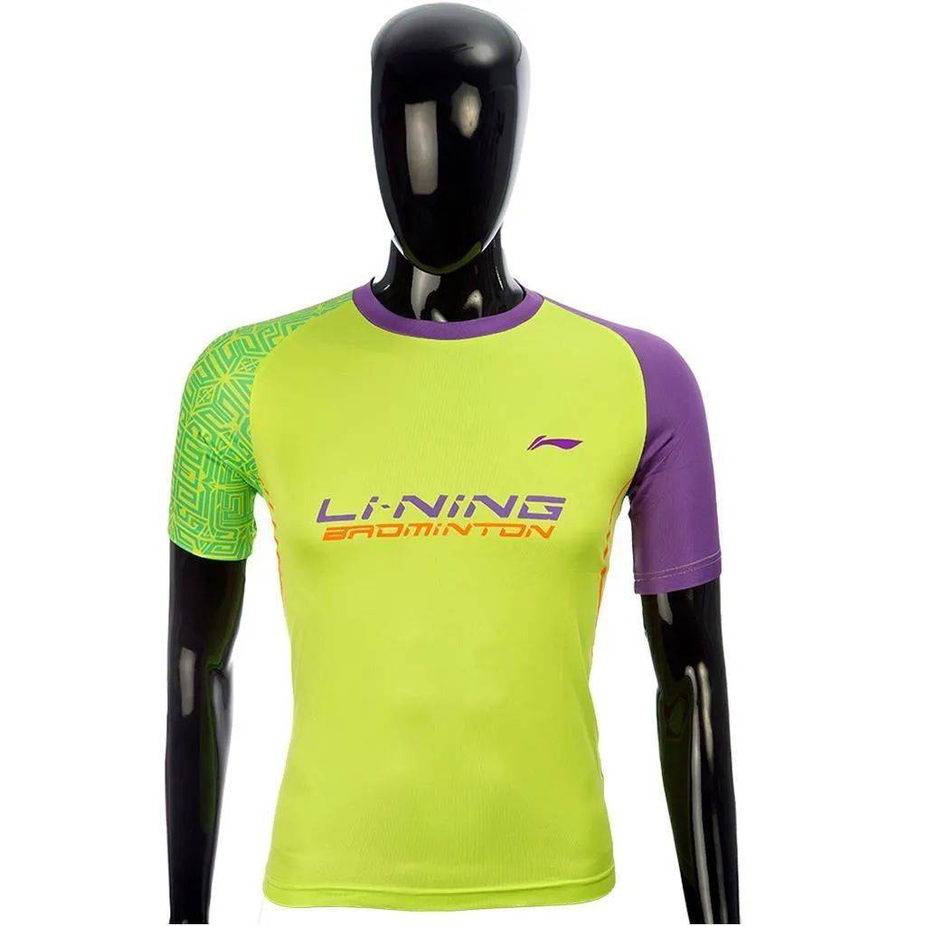 LiNing T Shirt Round Neck with Half sleeve Green and Purple Size Extra Large