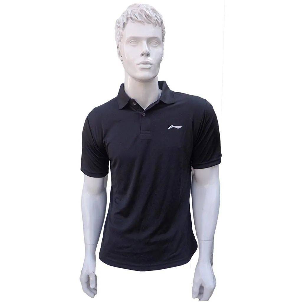 LiNing T Shirt color Neck with Half sleeve Black Size small