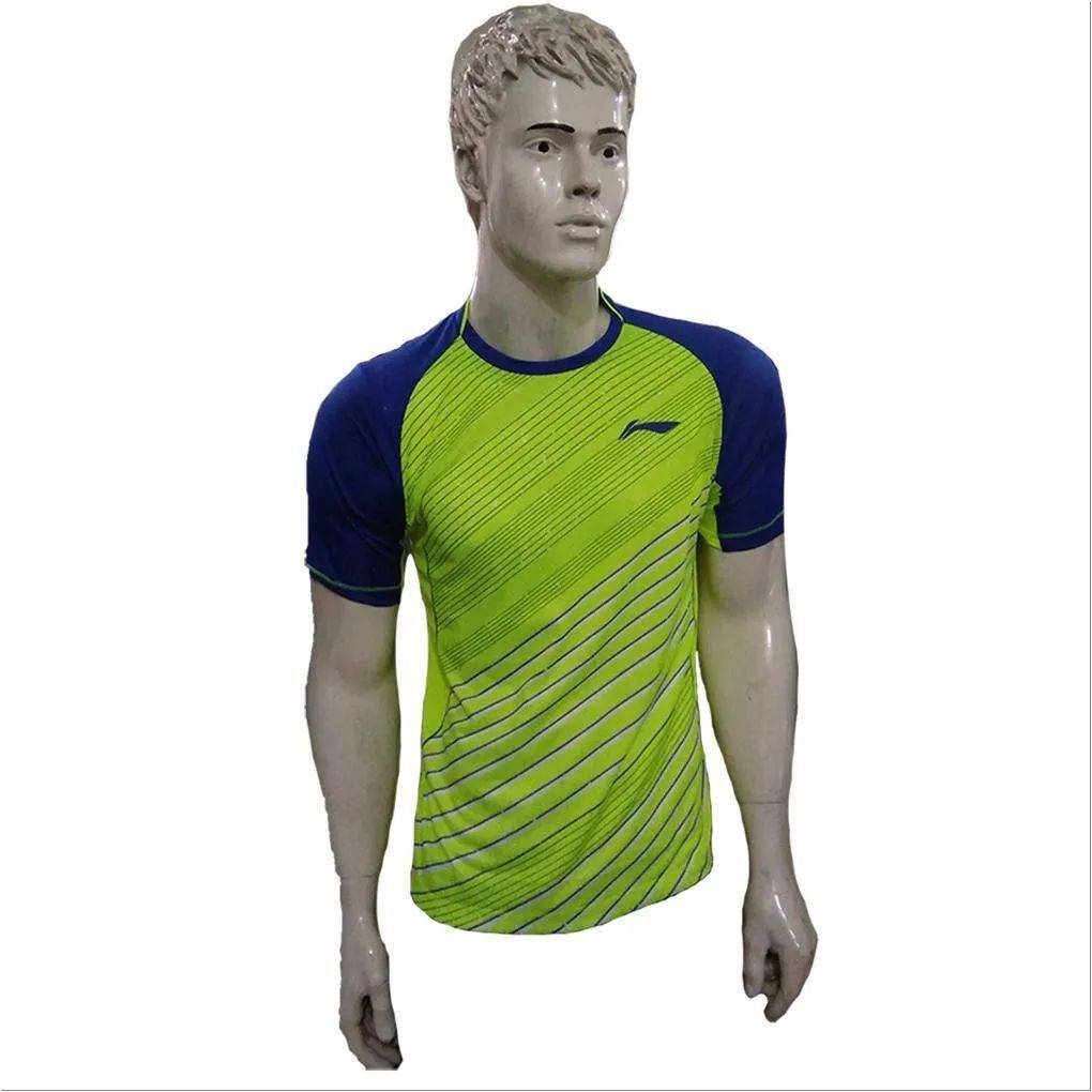 LiNing T Shirt Round Neck with Half sleeve Green and Blue Size Medium