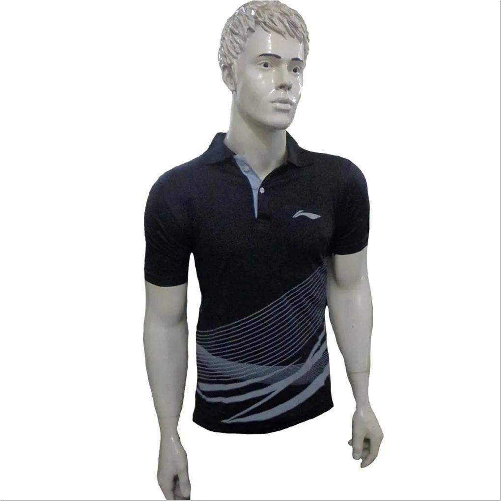 LiNing T Shirt color Neck with Half sleeve Black Size Small Model 1