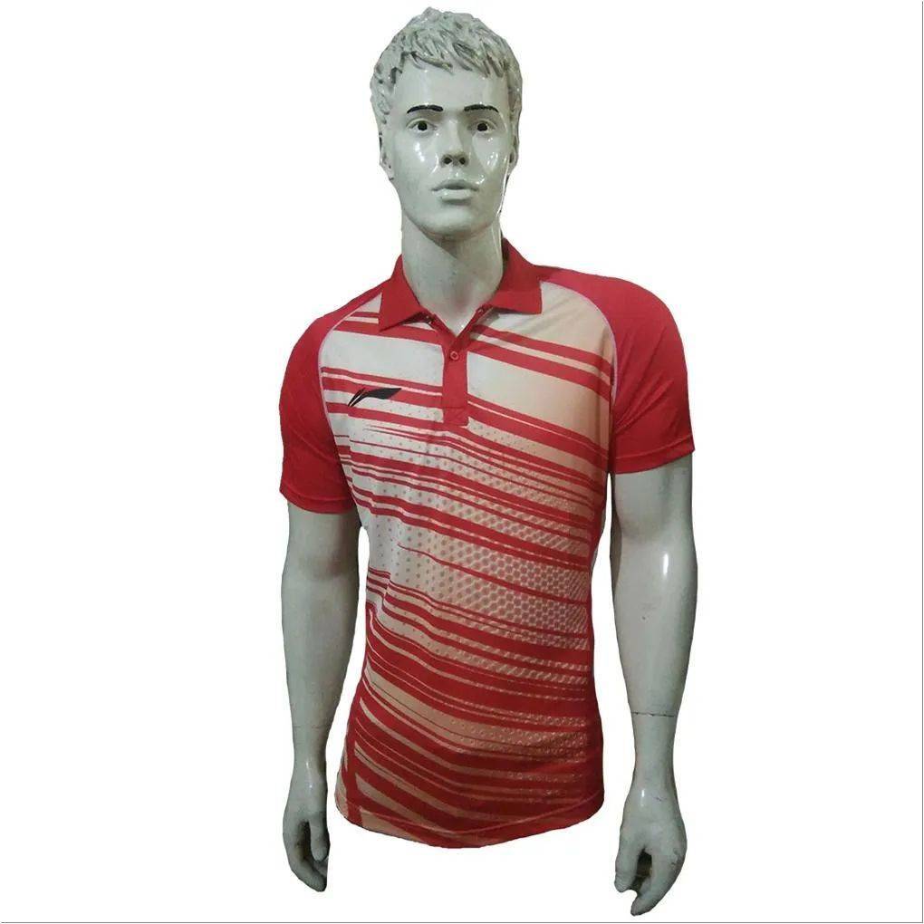 LiNing polo Tee Badminton T Shirt Red and White Size medium