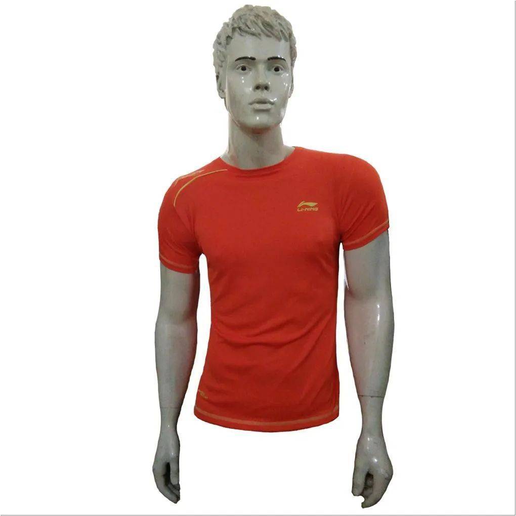 LiNing T Shirt Ladies polo Tee Round Neck With Half Sleeve Orange Size XL