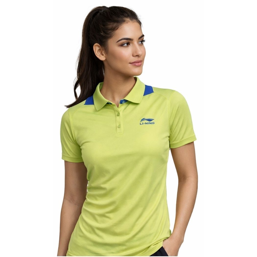 LiNing T Shirt Ladies polo Tee half sleeve Lime Size XL