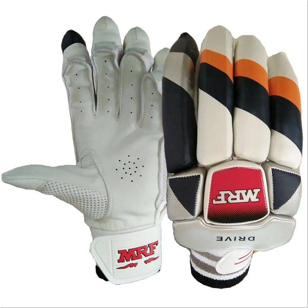 MRF Drive Cricket Batting Gloves White Black and Orange