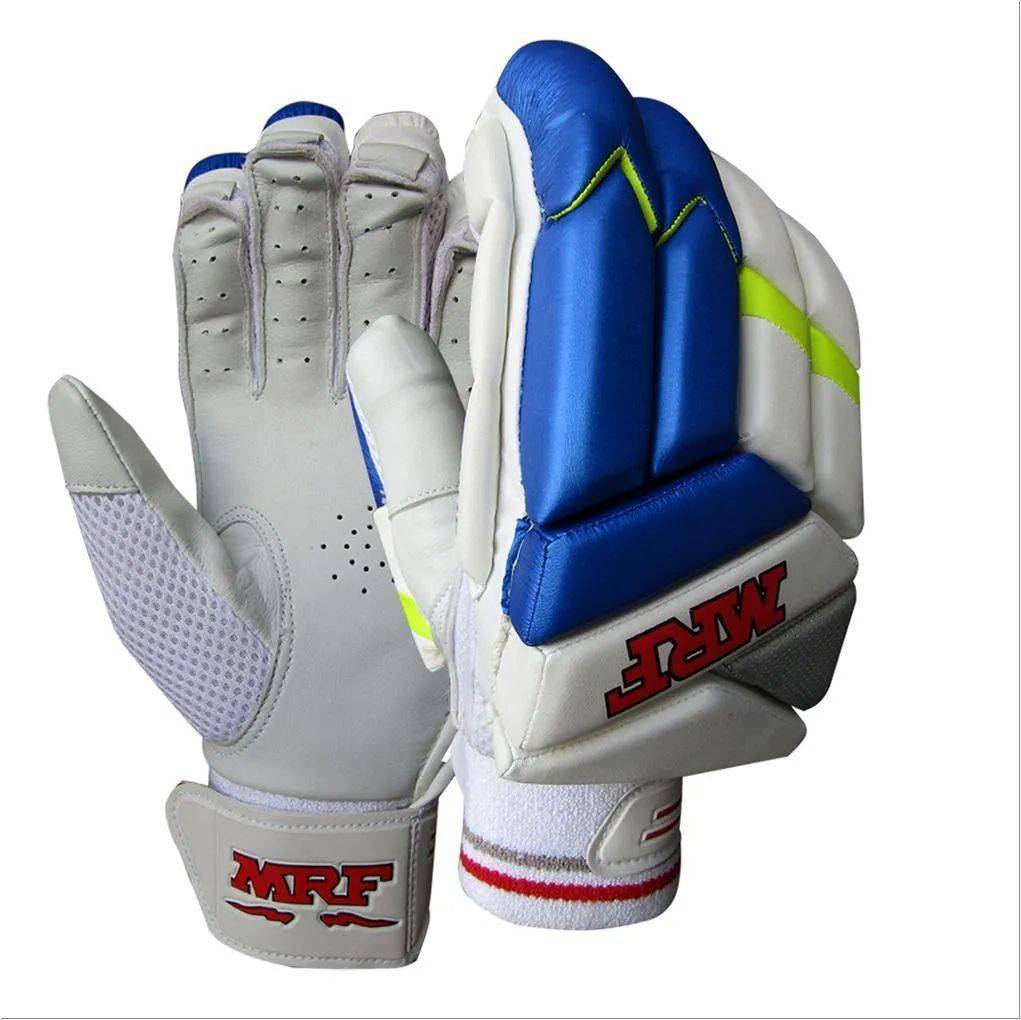 MRF Drive Cricket Batting Gloves White Blue and Green