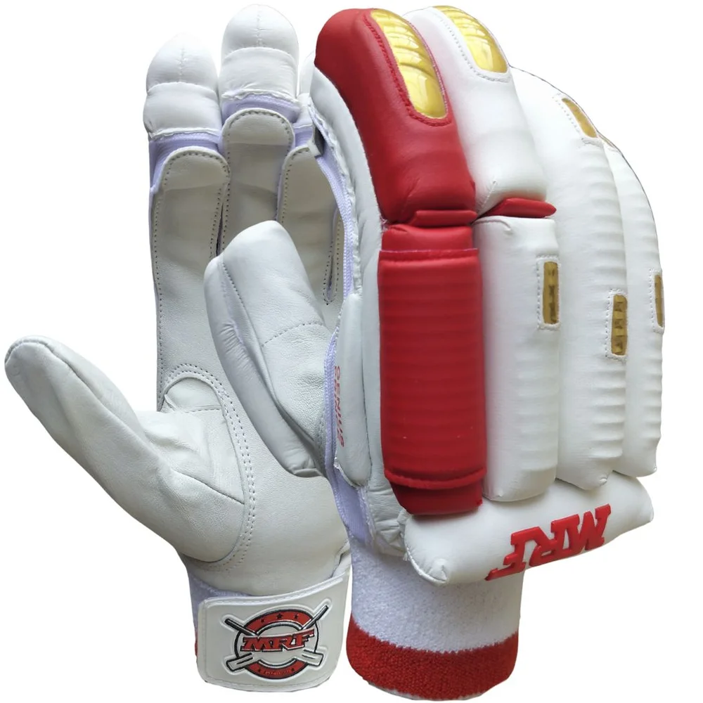 MRF Genius Prince Crikcet Batting Gloves Red White and Gold