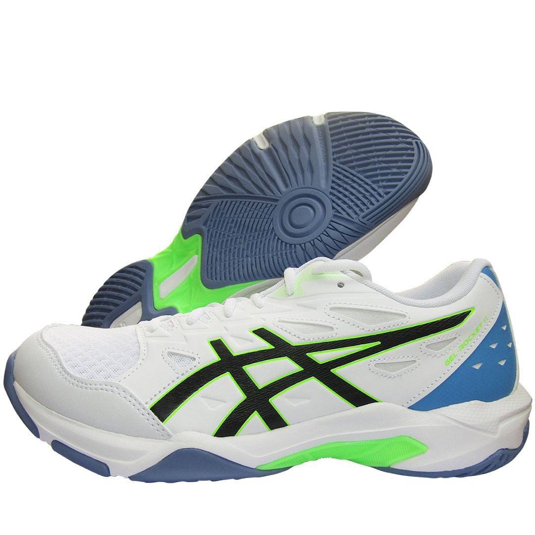 Asics Gel Rocket 11 Badminton Shoes White lime blue