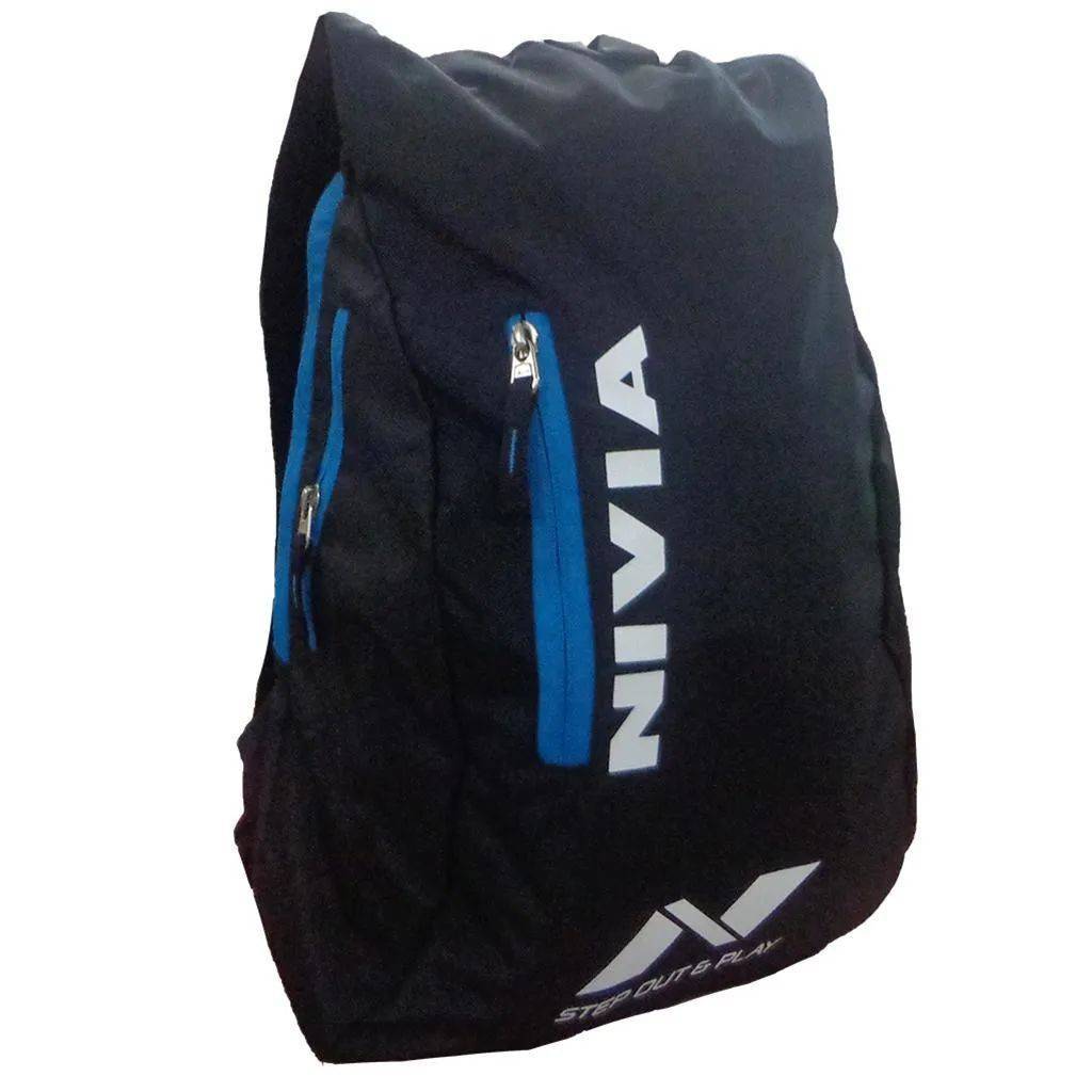Nivia 686 Casual Backpack Black and Sky Blue