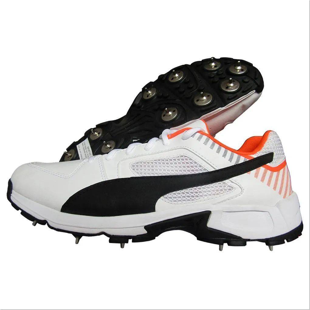Puma Team Full Spike II Cricket Shoes White Black Orange  Purple