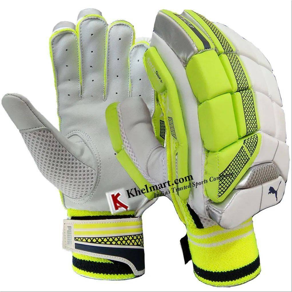 Puma Evo 3 Batting Gloves White and Lime